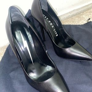 Black Italian Leather Stiletto Heels
